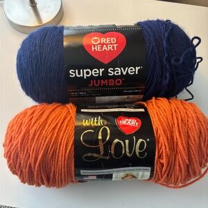 Red Heart Super Saver Jumbo Yarn - Navy and Orange